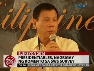24 Oras: Presidentiables, nagbigay ng komento sa SWS Survey