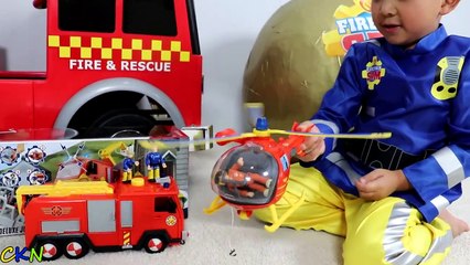 BIGGEST Fireman Sam Toy Collection Ever Giant Surprise Egg Opening Fire Engine Truck Ckn Toy-a