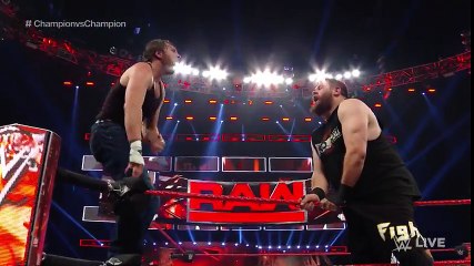 Dean Ambrose vs. Kevin Owens - Champion vs. Champion Match- Raw, April 10, 2017