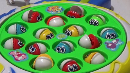 Let's Go Fishing Game and funny Dolls! Fun Activity for Kids Learn color