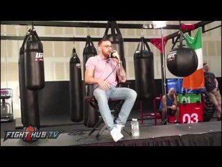 Conor McGregor trash talks Nate Diaz "Going to go up there & slap that big heavy bag w/eyes around!"