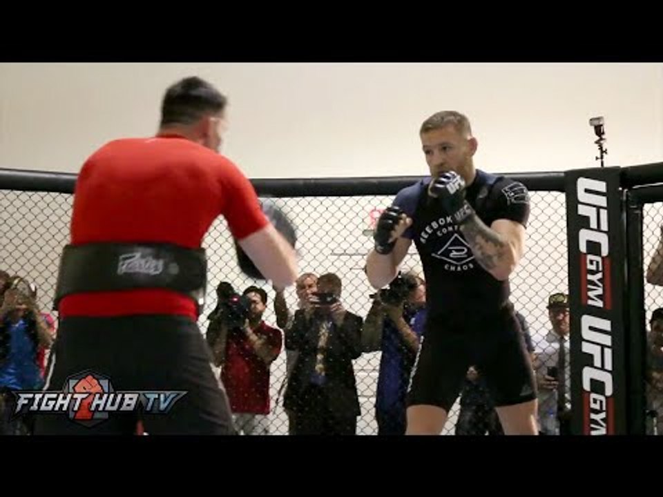 Conor McGregor looks sharp & powerful one week away from Nate Diaz rematch- UFC 202 video
