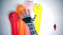 Five Worm wet balloons Black Spiderman - Learn colours Finger Balloons Family Nursery Rhymes Songs-