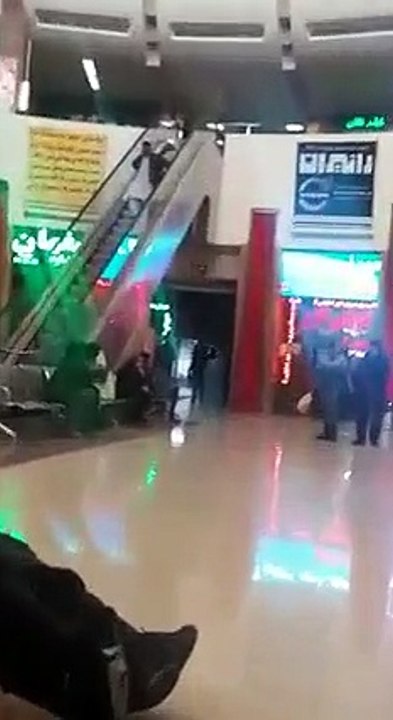 a man who play with escalators