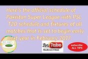 PSL T20 Pakistan Super League – full Schedule 2017