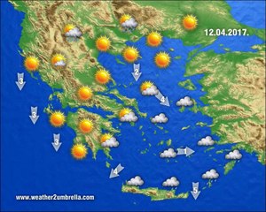 Η πρόγνωση του καιρού για την Τετάρτη 12-4-2017