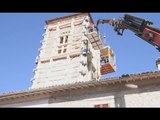 Fogliano di Cascia (PG) - Terremoto, lavori per campanile Sant'Ippolito (11.04.17)