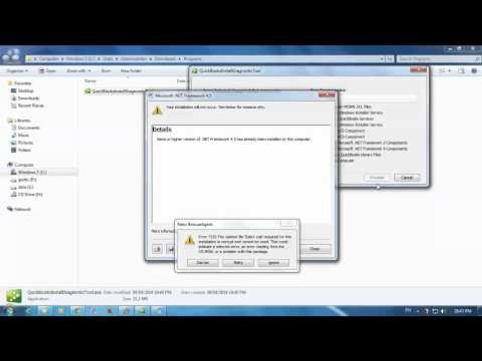 How to fix Error 1335 a file data1 cab required for this
