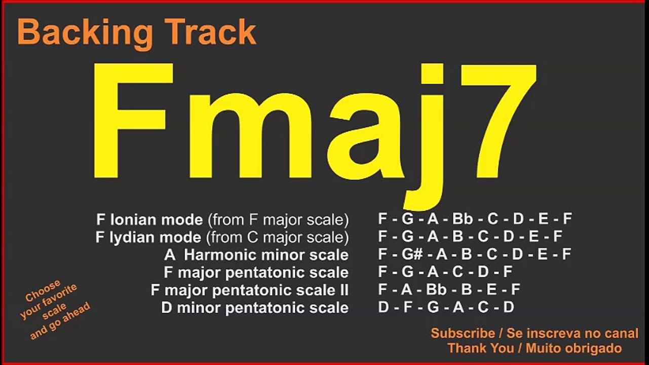 Fmaj7 chord - F7M  Fá sétima maior Backing track