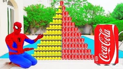CRAZY COCA COLA VS FANTA LEMON! Movie Cars Colors w/ Spiderman, Hulk & Joker Family FUN in