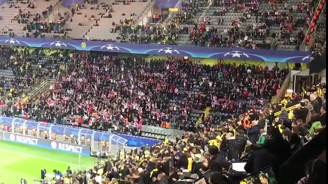 Monaco fans cheer Dortmund