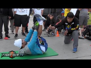 Manny Pacquiao vs. Tim Bradley 3 - Pacquiao's Complete Morning AB workout