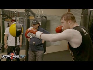 Canelo Alvarez vs. Amir Khan- Canelo's 1st day of camp - mitt/double end bag workout video
