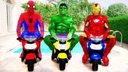 THE AVENGERS : MOTORBIKE RACE! w/ Spiderman Hulk Joker in Real Life Superhero Fun Prank fo