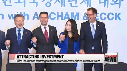Democratic Party front-runner Moon meets with foreign business leaders in Korea