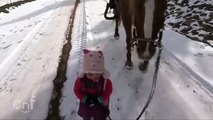 This girl and her horse are great friends. His father takes them and the video is thrilling all