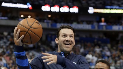 Tony Romo suits up for the Dallas Mavericks