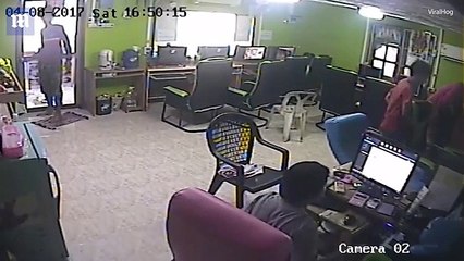 Snake bites man on the bottom in Thai internet cafe 2017