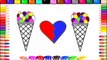 Learning Colors  Ice cream and Heart Paint