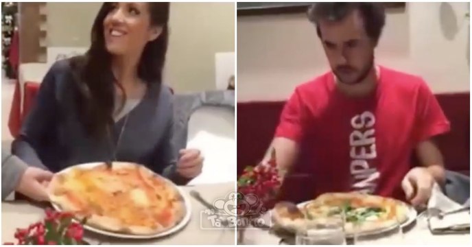 A diferença entre algumas mulheres e homens na hora de comer uma pizza...