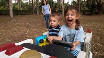 Ember and Connor Driving in Backyard April 2017