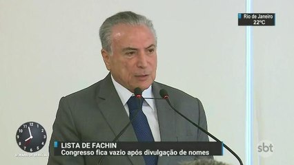 Michel Temer faz apelo para que país não pare após lista de Fachin