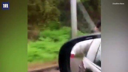 Moment hapless lorry driver chases truck down the A50 _ Daily Mail Online