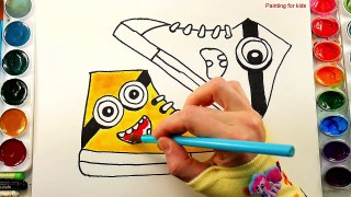 How To Draw Shoe Video for Kids To Learn Coloring - Pages to Color for Kids - painting for kids
