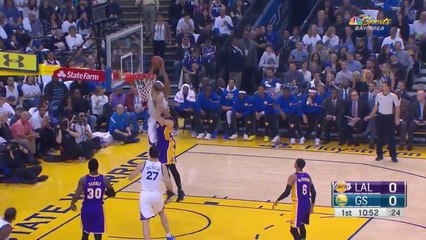 James Michael McAdoo Early Slam - Lakers vs Warriors - April 12, 2017