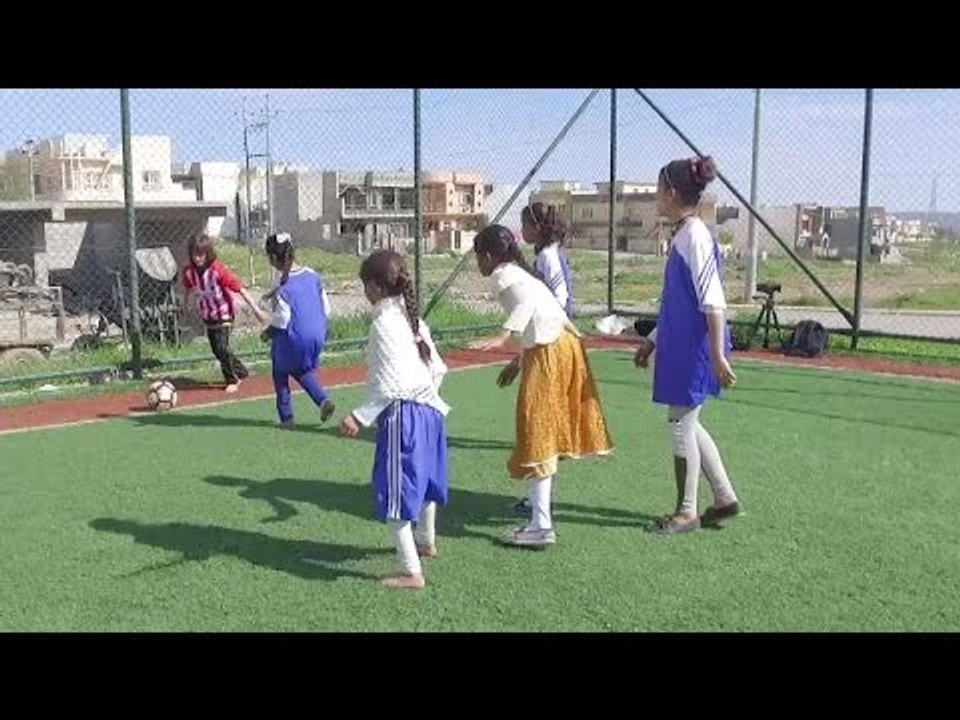 Mosul Girls Displaced by Islamic State Play Soccer Match in Kurdish Town