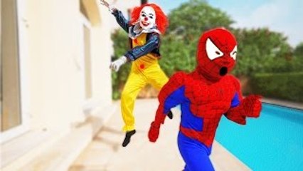 FREAKY CLOWN Chase SpiderBaby !!! w/ Spiderman Joker Hulk Car Toys Funny Video in Real Lif