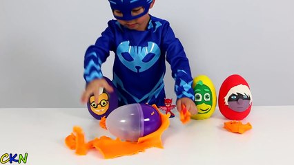 Disney PJ Masks Play-Doh Surprise Eggs Opening Fun With Cat