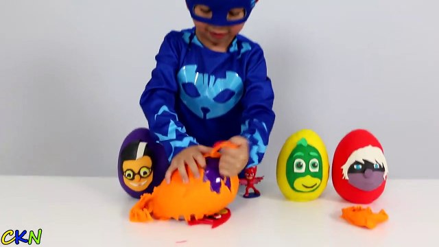 Disney PJ Masks Play-Doh Surprise Eggs Opening Fun With Catboy