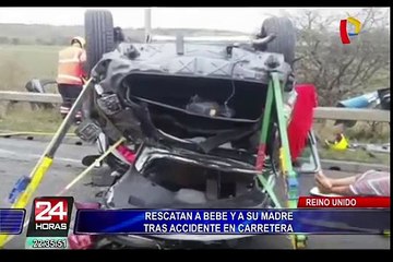 Reino Unido: rescatan a bebé y a su madre tras accidente en carretera