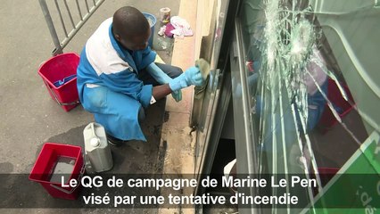 Le QG de campagne de Marine Le Pen endommagé