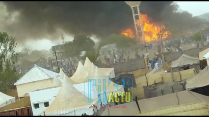 Images exclusives de l'incendie du Daaka de Médina Gounass qui fait 22 morts.