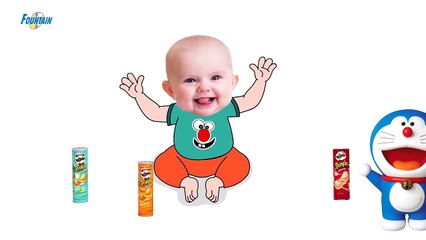 Bad Baby crying and learn colors-Colorful Pringles vs Doremon- dsaFinger Family So