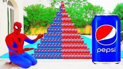 CRAZY PEPSI FANTA RED CHALLENGE! Movie Kids Toys w/ Spiderman, Hulk & Joker Family FUN in