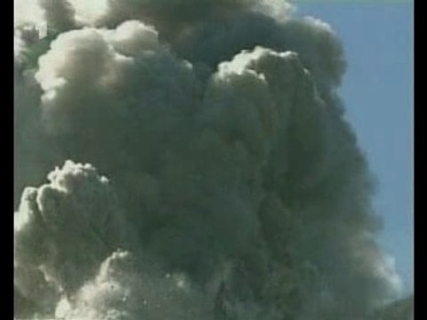 North tower collapse - fireballs in a row