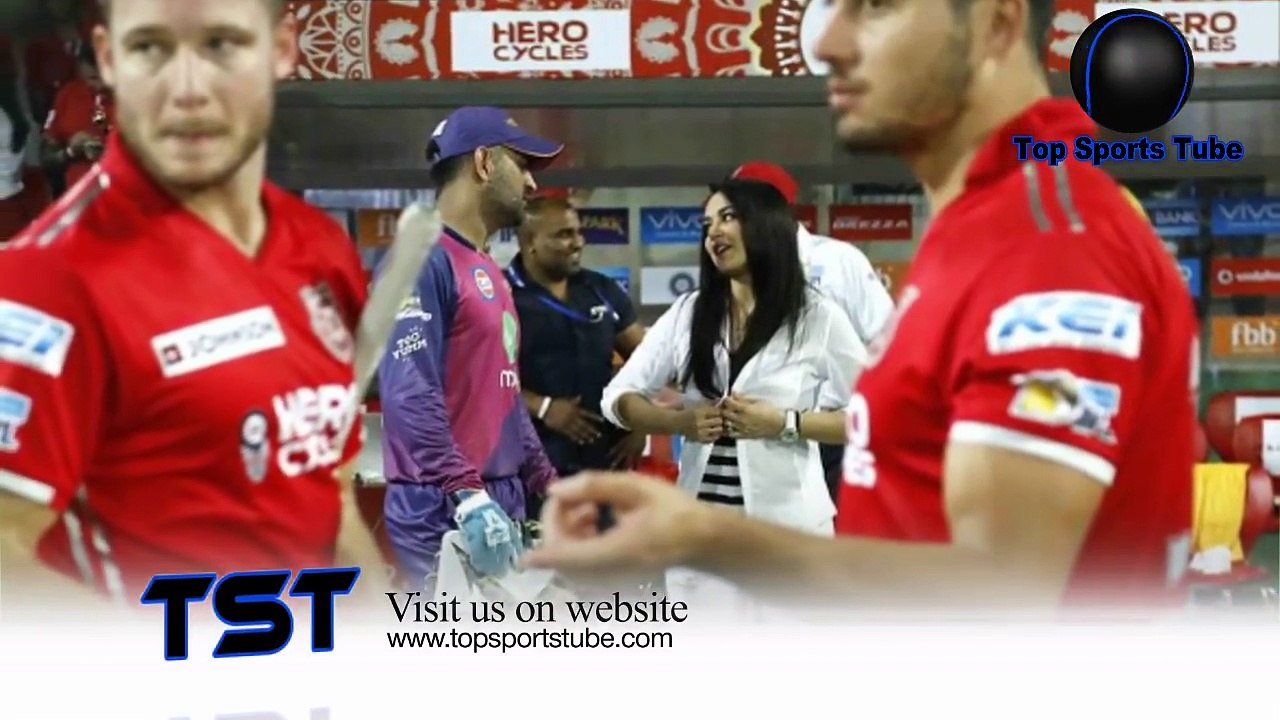IPL 2017 KXIP Owner Preity Zinta chat with MS Dhoni after ipl match at Indore Reaction After winning