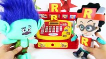 Trolls Branch Eating McDonald's Happy Meal with Poppy,asd PJ Masks Romeo Steal