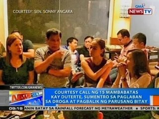 Courtesy call ng 15 mambabatas kay Duterte, sumentro sa paglaban sa droga at pagbalik ng bitay