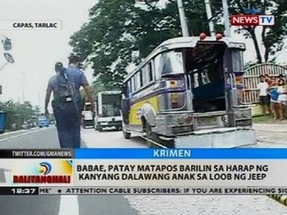Babae, patay matapos barilin sa harap ng kanyang dalawang anak sa loob ng jeep