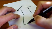 Very Easy!! How To Draw 3D Arrow for Kids - Anamorphic Illusion - 3D Trick Art Drawing on paper-9zBlrjmbLPQ