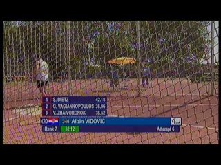 Athletics - Albin Vidovic - men's discus throw F35/36 final - 2013 IPC Athletics World C...