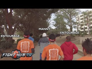Watch what it's like running w/ Manny Pacquiao & his entourage- POV- mayweather pacquiao video