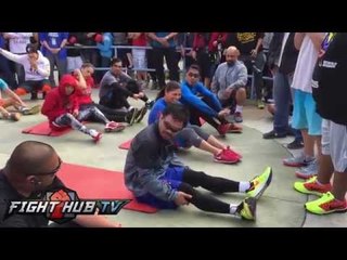 Manny Pacquiao 4/23/15 FULL MORNING WORKOUT video- 9 days : Mayweather vs  Pacquiao