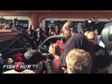 Mayweather vs. Pacquiao- Crazyness as Mayweather arrives for media workout