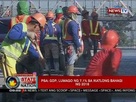 SONA: PSA: GDP, lumago ng 7.1% sa ikatlong bahagi ng 2016