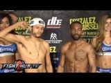 Jhonny Gonzalez vs. Gary Russell Jr. Full Video -weigh in & face off   Vanes Charlo heated weigh in